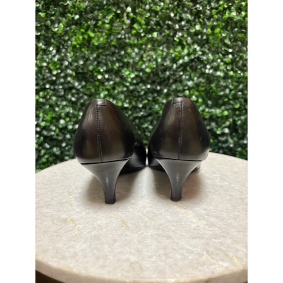 Tods Square Toe Kitten Heel Pumps black white stitch size 6.5 - Picture 7 of 13